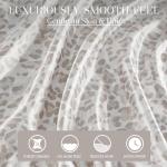 Madison Park Essentials Satin Sheet Set Luxury and Silky with Natural Sheen, Elastic 14" Pocket fits up to 16" Mattress, All Around Elastic - Year-Round Bedding, Queen Taupe Leopard 4 Piece