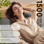 Shilucheng 100% Cotton Queen Size Sheets Set - 1500 Thread Count，Luxury Egyptian Cotton Bed Sheets，5-Star Hotel Quality Sheets, Breathable & Cooling, 16 Inch Deep Pocket - 4 Piece (Dark Grey)