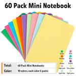 60 Pack Small Lined Notepads Bulk, Mini Journal Pocket Notebooks Set 3.5 Inch x 5.5 Inch, Colored Cover Notebook for Kids, 10 Colors 24 Sheets (48 Pages) for Traveler, Students, School Supplies