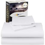 California Design Den Certified 100% Egyptian Cotton Sheets Queen Size Bed Set - Lightweight & Crisp Percale Queen Sheet Set Deep Pocket, Cool & Durable Luxury Bedding - White