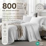 California Design Den Luxury 800 Thread Count 100% Cotton Sheets for Queen Size Bed - Soft Sateen,Deep Pockets with Anti Skid Elastic for a Snug Fit, Cool & Durable Bedding Set - White Sheets