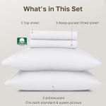 California Design Den Certified 100% Egyptian Cotton Sheets Queen Size, Luxury Queen Sheet Set with Deep Pocket, Soft Sateen Weave, Wrinkle-Resistant, Cool & Durable Bed Sheets, White Sheets