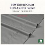 California Design Den Luxury King Size Flat Sheet Only - 100% Cotton, 600 Thread Count, Soft and Breathable Top Sheet, Sateen Weave, Hotel Quality, Featuring Foot Side Indicator - Mist Grey