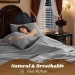 LBRO2M 1000 Thread Count 100% Egyptian Cotton Sheets Set,Queen Size Bed Sheet 4 Piece Sets,Long Staple,16 Inches Deep Pocket,All Season,Bedding Super Soft Comforterble Breathable,Sateen Weave (Grey)