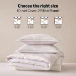 Amazon Basics Waffle Weave Microfiber 3-Piece Duvet Cover Set, Includes 1 Duvet Cover and 2 Pillow Shams, Queen, Dark Grey Striped