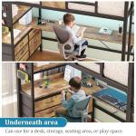 Twin Loft Bed with Desk, LED Lights & Storage