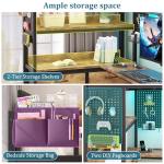 Twin Loft Bed with Desk, LED Lights & Storage