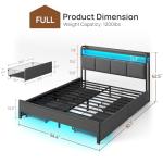 Full Size Bed Frame with Charging Station and LED