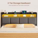 Full Size Bed Frame with Charging Station and LED