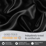 LuxClub Black Satin Queen Sheet Set - 6 Pcs