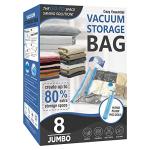 Cozy Essential 8 Jumbo Vacuum Storage Bags, Space Saver Bags Compression Storage Bags for Comforters and Blankets, Pillow, Bedding, Vacuum Sealer Bags for Clothes Storage