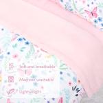 Jundetye Toddler Bedding Set for Girls 4 Pieces Butterfly, Soft Breathable Toddler Comforter Set, Flower Print, Includes Reversible Comforter, Fitted Sheet and Flat Sheet, Pillowcase