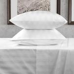 URBANHUT 800 Thread Count 100% Cotton Damask King Size Sheets, 4 Piece Striped King Size Bedsheets, Luxury Hotel Sheets Sateen Weave - Better Than Egyptian, 16" Elasticized Deep Pocket- White