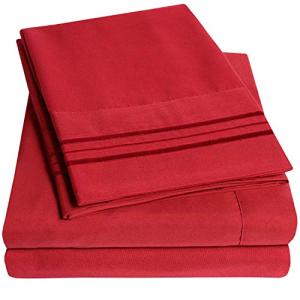 1500 Supreme Collection King Sheet Sets Red - Luxury Hotel Bed Sheets and Pillowcase Set for King Mattress - Extra Soft, Elastic Corner Straps, Deep Pocket Sheets, King Red