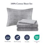 Madison Park Essentials Queen Comforter Set, Bed in a Bag, Watercolor Print Coastal Comforter & Chambray Cotton Sheet Set, All Season Bedding Set, Saben, Navy Queen (90 in x 90 in) 9 Piece