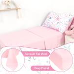 Jundetye Toddler Bedding Set for Girls 4 Pieces Butterfly, Soft Breathable Toddler Comforter Set, Flower Print, Includes Reversible Comforter, Fitted Sheet and Flat Sheet, Pillowcase