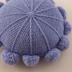 RIWASURNA Knitted Throw Pillow Round Bohemian Round Pillow Decorative Pillow with Pom Pom (Purple, 18inch)