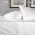 URBANHUT 800 Thread Count 100% Cotton Damask King Size Sheets, 4 Piece Striped King Size Bedsheets, Luxury Hotel Sheets Sateen Weave - Better Than Egyptian, 16" Elasticized Deep Pocket- White
