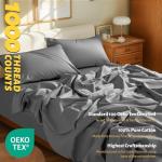 Shilucheng 100% Egyptian Cotton King Size Sheets Set - 1000 Thread Count，Luxury Cotton Bed Sheets，Breathable & Cooling Bedding and Pillow Cases, 16 Inch Deep Pocket - 4 Piece (Grey, King)