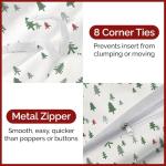 Christmas Duvet Cover Queen Size Set - Extra Soft Queen Duvet Cover with 2 Pillow Shams - Holiday Xmas Bedding with Zipper Closures & Ties - Comfy, Cozy, Breathable Bed Set - 90 x 90, Christmas Trees