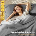 Shilucheng 100% Egyptian Cotton King Size Sheets Set - 1000 Thread Count，Luxury Cotton Bed Sheets，Breathable & Cooling Bedding and Pillow Cases, 16 Inch Deep Pocket - 4 Piece (Grey, King)