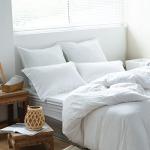 Simple&Opulence 100% Washed Linen Euro Shams 26'' x 26'' Pack of 2, Basic Style Solid Color Natural Flax Farmhouse Decorative Square Throw Pillow Covers for Bed Couch Sofa - White