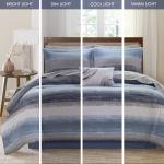 Madison Park Essentials Queen Comforter Set, Bed in a Bag, Watercolor Print Coastal Comforter & Chambray Cotton Sheet Set, All Season Bedding Set, Saben, Navy Queen (90 in x 90 in) 9 Piece