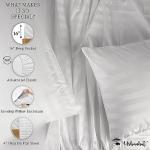 URBANHUT 800 Thread Count 100% Cotton Damask King Size Sheets, 4 Piece Striped King Size Bedsheets, Luxury Hotel Sheets Sateen Weave - Better Than Egyptian, 16" Elasticized Deep Pocket- White