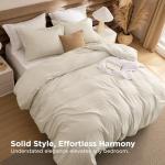 Bedsure Removable Cover with Comforter Duvet Insert Queen - 4 Pieces Beige Prewashed Soft Bedding Set for All Seasons Use, Includes 1 Duvet Cover, 1 Comforter, 2 Pillow Shams