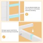 BTHFST Bunk Bed Twin Over Twin with 6 Large Fabric Drawers & 4 Wooden Storage Bookshelf Organizer, Metal Low Bunk Bed for Kids with LED Lights & Safety Ladder and Guardrail, Space Saving