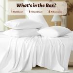 Shilucheng 100% Egyptian Cotton King Size Sheets Set - 1000 Thread Count，Luxury Cotton Bed Sheets，Breathable & Cooling Bedding and Pillow Cases, 16 Inch Deep Pocket - 6 Piece (White, King)