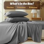 Shilucheng 100% Egyptian Cotton King Size Sheets Set - 1000 Thread Count，Luxury Cotton Bed Sheets，Breathable & Cooling Bedding and Pillow Cases, 16 Inch Deep Pocket - 4 Piece (Grey, King)