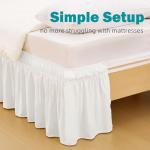 Vocander White Queen Size Bed Skirt 14 Inch Drop, Elastic Wrap Around Dust Ruffle Bed Skirting Easy to Install, Adjustable Tailored Bedskirts Fade & Wrinkle Resistant