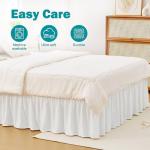 Vocander White Queen Size Bed Skirt 14 Inch Drop, Elastic Wrap Around Dust Ruffle Bed Skirting Easy to Install, Adjustable Tailored Bedskirts Fade & Wrinkle Resistant