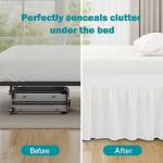 Vocander White Queen Size Bed Skirt 14 Inch Drop, Elastic Wrap Around Dust Ruffle Bed Skirting Easy to Install, Adjustable Tailored Bedskirts Fade & Wrinkle Resistant