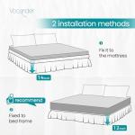 Vocander White Queen Size Bed Skirt 14 Inch Drop, Elastic Wrap Around Dust Ruffle Bed Skirting Easy to Install, Adjustable Tailored Bedskirts Fade & Wrinkle Resistant