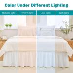 Vocander White Queen Size Bed Skirt 14 Inch Drop, Elastic Wrap Around Dust Ruffle Bed Skirting Easy to Install, Adjustable Tailored Bedskirts Fade & Wrinkle Resistant