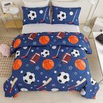 RYNGHIPY Kids Sports Theme Bedding Set, Basketball Football Baseball Tennis Print Comforter Set for Teens Boys Girls, Super Soft Lightweight (Balls,Twin)