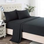 Lanest Housing Queen Sheet Set, 2400 Thread Count Soft Deep Pocket Microfiber Sheets, 4 Pieces Black Bedding Sheets & Pillowcases