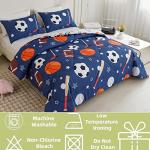 RYNGHIPY Kids Sports Theme Bedding Set, Basketball Football Baseball Tennis Print Comforter Set for Teens Boys Girls, Super Soft Lightweight (Balls,Twin)