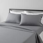 Amazon Basics Soft, Breathable, Wrinkle-free Microfiber 4 Piece Bed Sheet Set, 14-inch Deep Pockets, King, Dark Gray, Solid