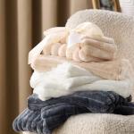 Bedsure Fluffy Duvet Cover Set - Ultra Soft Plush Shaggy Comforter Cover King Size, Warm Flannel Fleece Bed Sets for Winter, 3 Pieces (Striped Pattern, Coconut White)