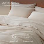 Double Stitch 100% Organic Cotton Duvet Cover - Soft 3 Piece Bedding Set Queen Size, 300 TC Luxury Hotel Sateen Weave, GOTS Certified Long Staple Cotton, Made in India, Oat