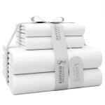 1200 Thread Count Queen Size Sheets Set White, Ultra Soft Cotton Rich Easy Care Sateen Sheets, Moisture Wicking Bed Sheet with Deep Pocket (1 Flat Sheet, 1 Fitted Sheet & 2 Pillowcases)