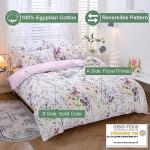 URBONUR Floral Duvet Cover Set Twin Size 3-Pieces Egyptian Cotton Percale Weave Garden Chic Flowers Comforter Bedding Set, Soft and Breathable Duvet Covers with Button Closure