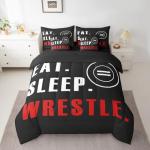 Feelyou Wrestle Comforter Set 7 Piece Full Size Sports Theme Bedding Set for Kids Boys Girls Teens Room Wrestling Decor Bed in A Bag Soft Boys Bed Set with Sheets, Pillowcases, Pillow Covers