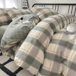 Green Plaid Duvet Cover Queen Soft Cotton Grid Plaid Bedding Set 3 Pieces Checkered Gingham Comforter Cover for Men Boys Modern Bedding Set Simple Plaid Comforter Cover with Zipper Closure 4 Ties