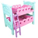 Lissi: 12" Doll Set: Bunk Bed & highchair - Pink, Green, Blue - 3pc Baby Doll Feeding & Sleep Toy Playset, Heart & Bird Outfit, Kids & Toddlers 2+