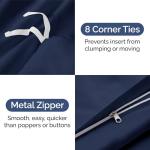 Duvet Cover Queen Size Set - Extra Soft Queen Size Duvet Cover 90 x 90 with 2 Pillow Shams - Hotel Luxury Easy Care and Fade Free w/Zipper Closures & Ties - Comfy Breathable Bedding Set (Navy Blue)