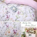 URBONUR Floral Duvet Cover Set Twin Size 3-Pieces Egyptian Cotton Percale Weave Garden Chic Flowers Comforter Bedding Set, Soft and Breathable Duvet Covers with Button Closure